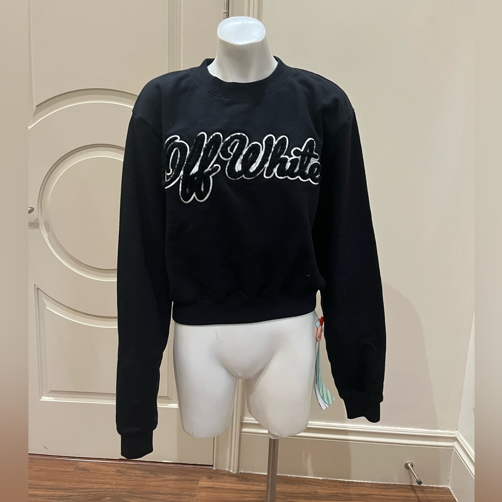 NWT OFF-WHITE shearling embroider crew neck size small